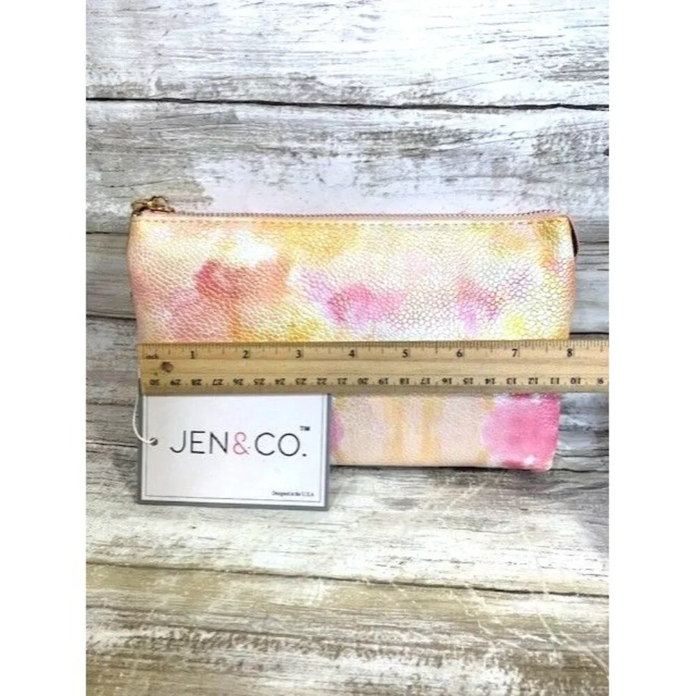 Jen & Co Vegan Leather Coral Yellow Crossbody Clutch with Detachable Straps‎
